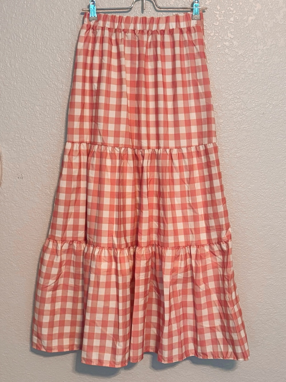 Pink Gingham Tiered Maxi Skirt - Women's - Picture 5 of 6